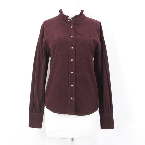 Dear John Top Sz S Purple Collared Button Down Corduroy 100% Cotton Top - Picture 2 of 13